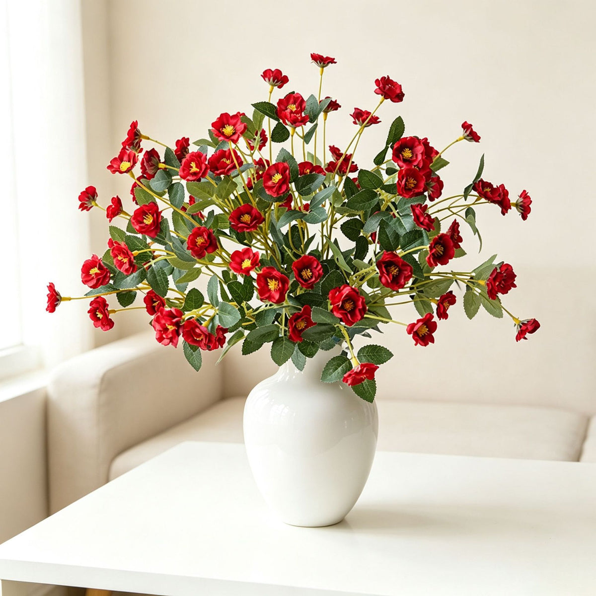 Artificial Rose Bouquet, Silk Flower Arrangement for Weddings, Home Decor, and Events, 15" Height