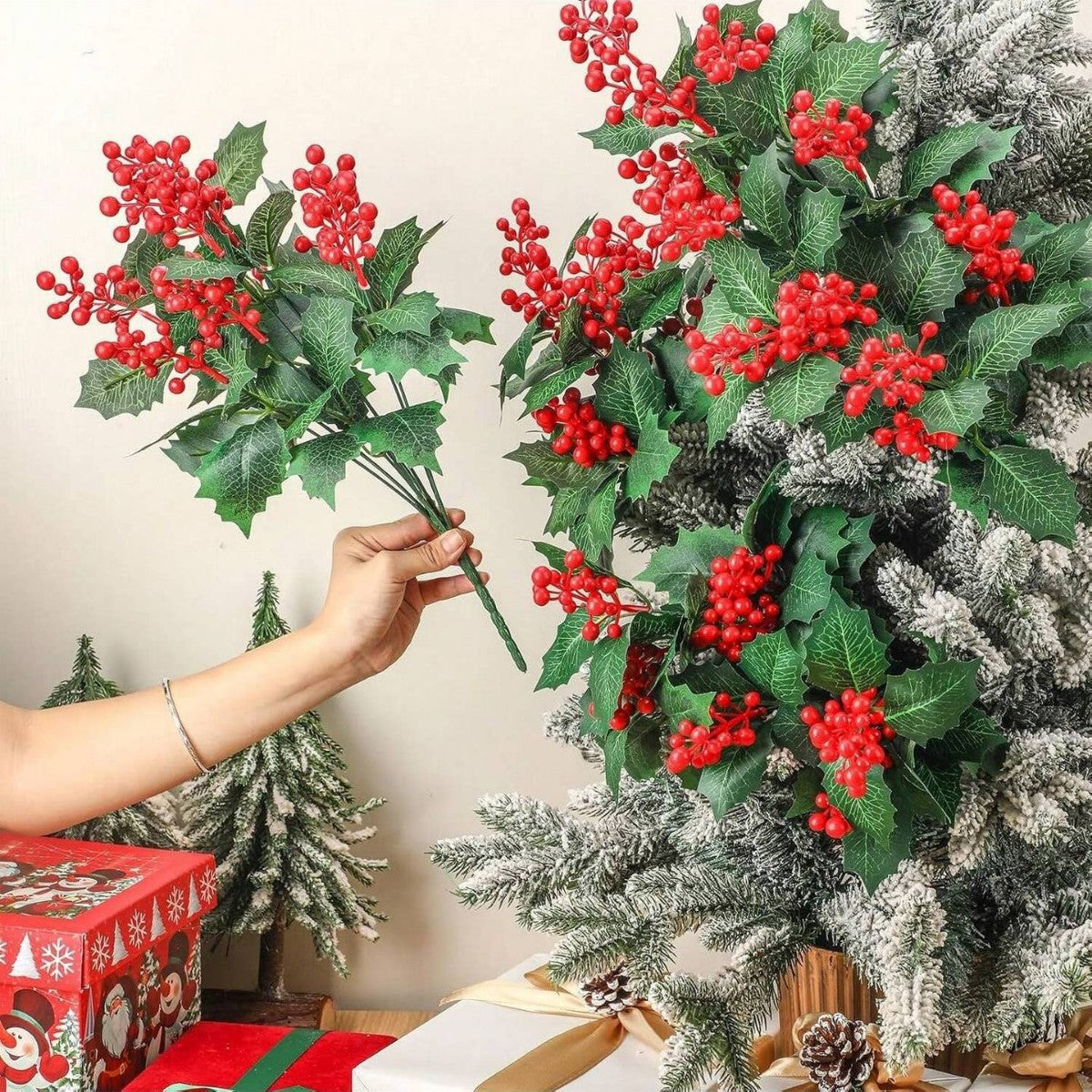 Artificial Christmas Berry Stem, 16" Silk Holiday Decoration, Festive Home Decor, Christmas Tree Ornament