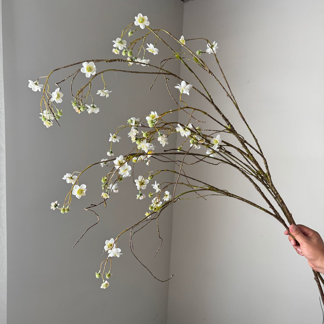 Single Stem Pearl Spirea Delphinium Artificial Flower, 52" Silk Branch for Weddings, Home Decor, and Commercial Spaces