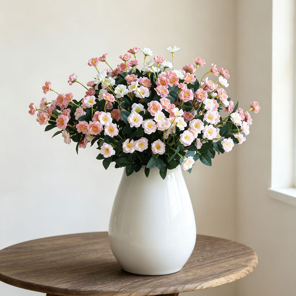 Artificial Rose Bouquet, Silk Flower Arrangement for Weddings, Home Decor, and Events, 15" Height