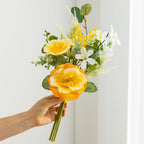 Artificial Camellia Bouquet, 18" Silk Flower Arrangement, Set of 6 Realistic Blooms for Home Decor, Table Centerpiece, Wedding, Ins Style