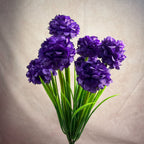 Artificial Chrysanthemum Bush, PU 6-Bloom Floral Arrangement, 18" Tall, Modern Home & Wedding Decor, Office & Event Styling