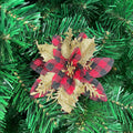 Christmas Poinsettia Artificial Flower, 5.5" Loose Floral Head for Holiday Decor, Red & Silver Options, Festive Tabletop or Tree Decoration