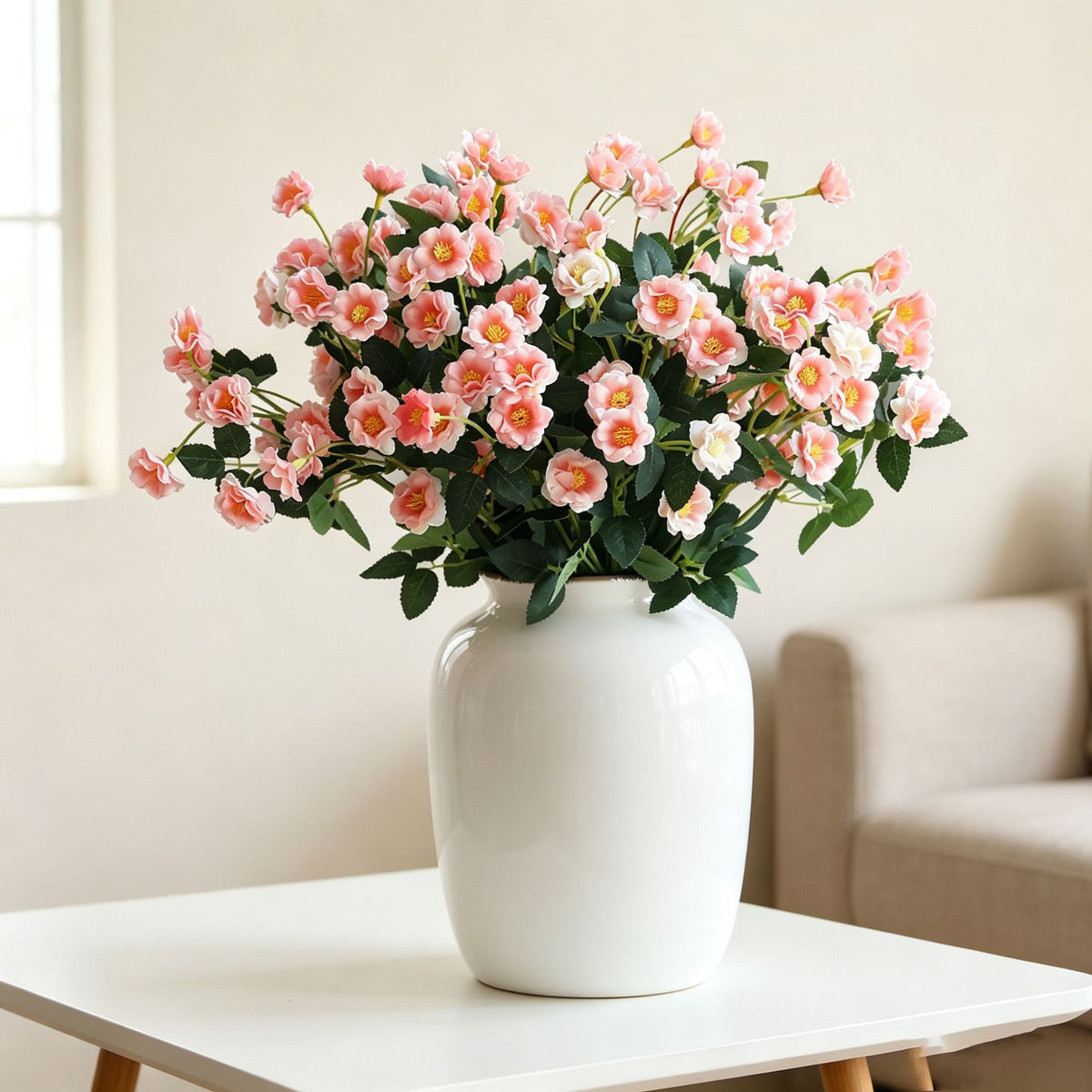 Artificial Rose Bouquet, Silk Flower Arrangement for Weddings, Home Decor, and Events, 15" Height