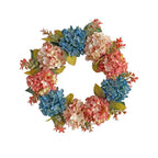 16" Artificial Hydrangea Garland Vine, Blue & Pink Silk Flowers for Indoor Decor, Wreaths, and Festive Displays