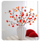 Luxury Artificial Chinese Lantern Flowers, Single Stem with 20 Blooms, 39" Tall Silk Floral Arrangement for Wedding Centerpiece, Home Decor, Office & Events