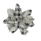 Christmas Poinsettia Artificial Flower, 5.5" Loose Floral Head for Holiday Decor, Red & Silver Options, Festive Tabletop or Tree Decoration