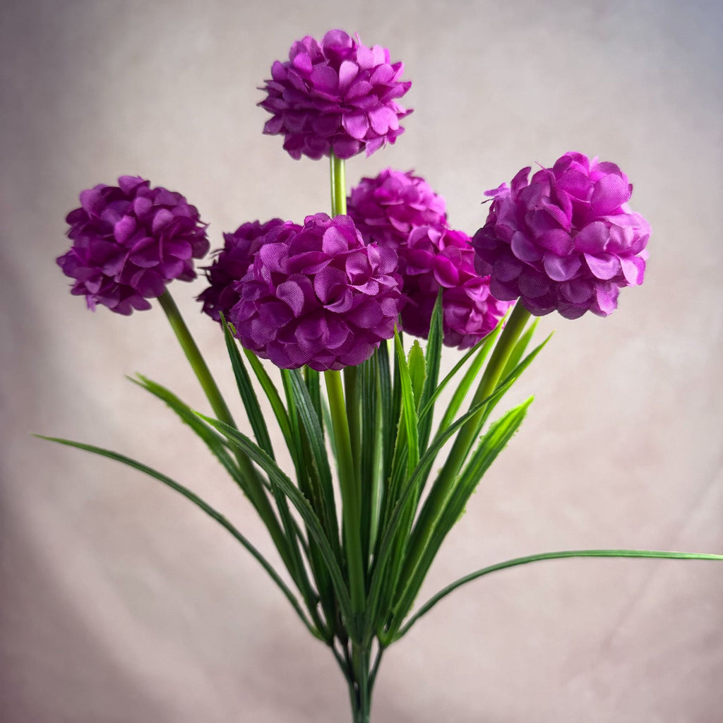 Artificial Chrysanthemum Bush, PU 6-Bloom Floral Arrangement, 18" Tall, Modern Home & Wedding Decor, Office & Event Styling