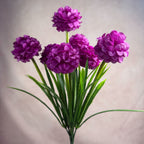 Artificial Chrysanthemum Bush, PU 6-Bloom Floral Arrangement, 18" Tall, Modern Home & Wedding Decor, Office & Event Styling