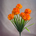 Artificial Chrysanthemum Bush, PU 6-Bloom Floral Arrangement, 18" Tall, Modern Home & Wedding Decor, Office & Event Styling