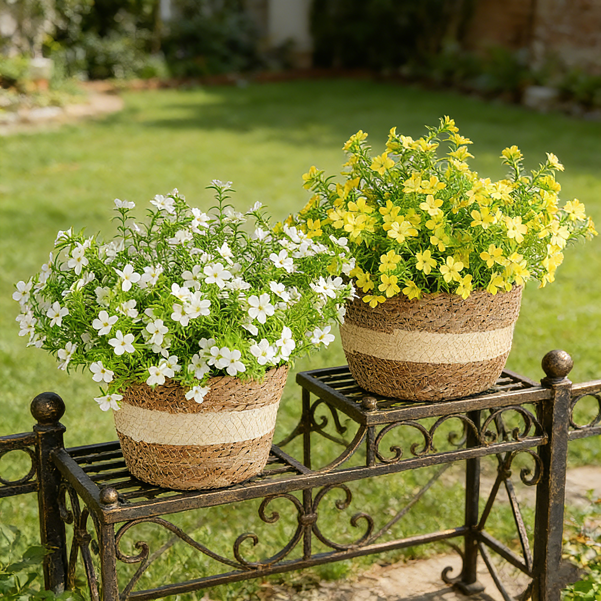 28cm UV Resistant Artificial Wildflower Bush Realistic Faux Flowers for Outdoor Garden, Patio, Balcony & Home Decor