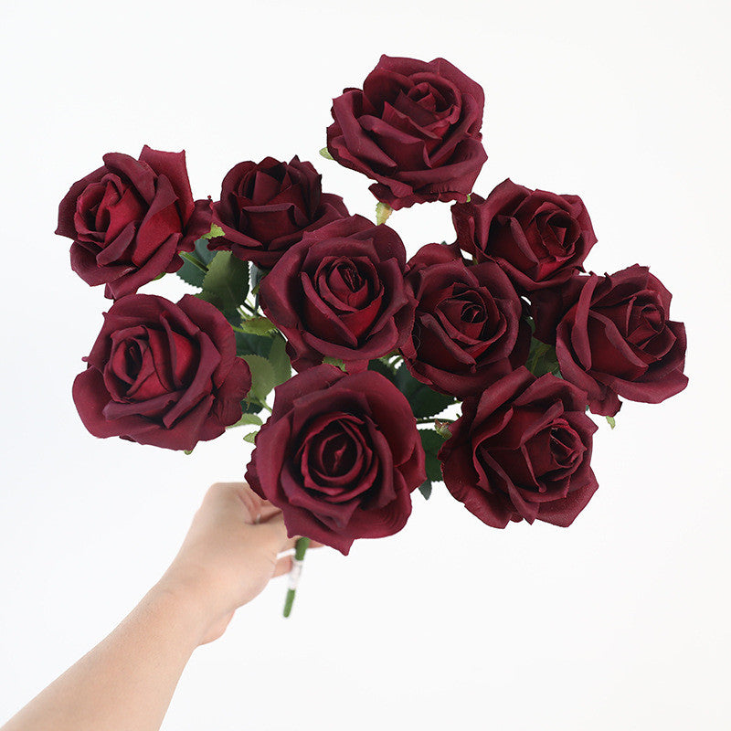 42cm Artificial Silk Rose Bush - 10 Heads for Home Decor, Wedding Centerpieces