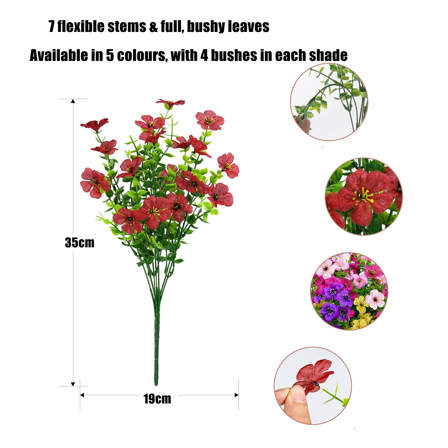20 Bundles Artificial Flowers for Outdoor – UV Resistant Fake Plants for Garden, Porch, Home Decor