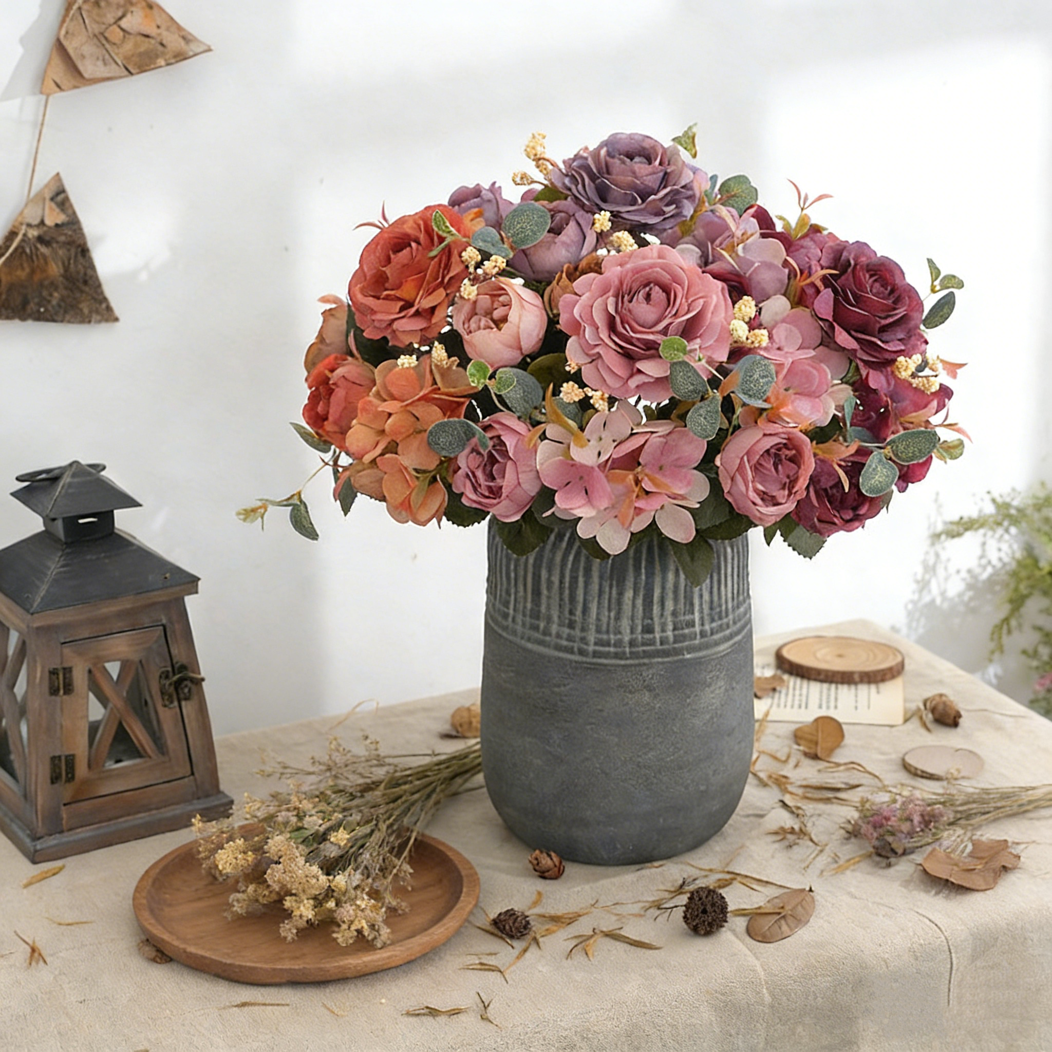 30cm Hydrangea Rose & Peony Artificial Flower Bush