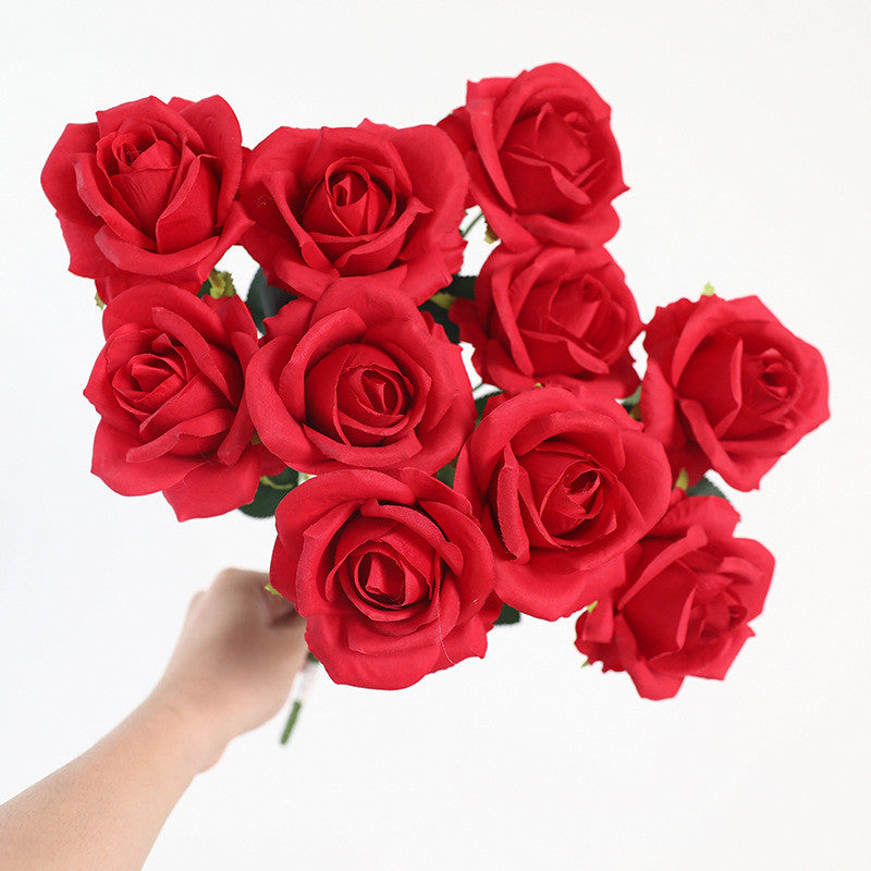 42cm Artificial Silk Rose Bush - 10 Heads for Home Decor, Wedding Centerpieces