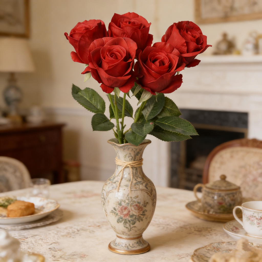 5Pcs 44cm Real Touch Anna Rose Bud Stems Lifelike Silk Floral Arrangements