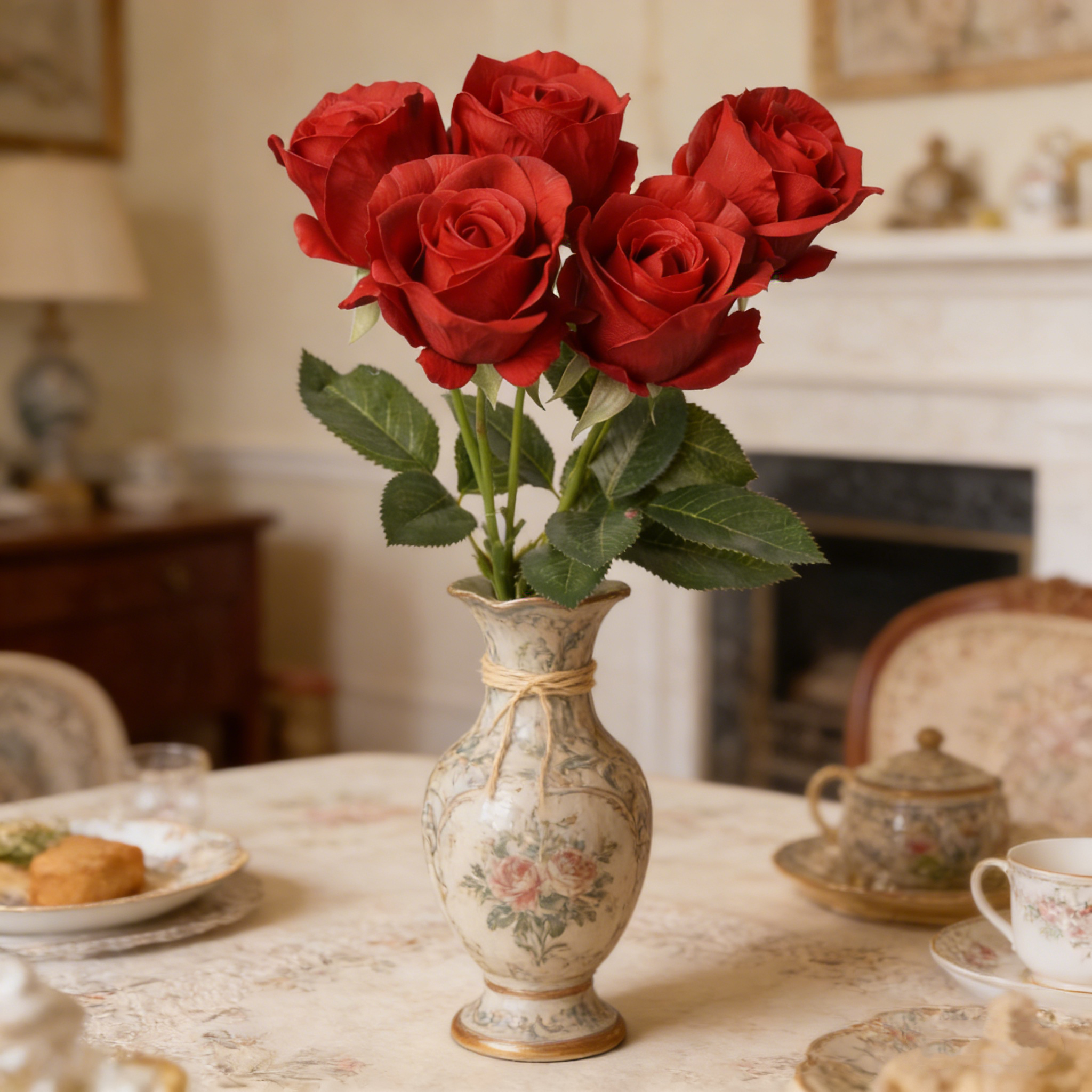 5Pcs 44cm Real Touch Anna Rose Bud Stems Lifelike Silk Floral Arrangements