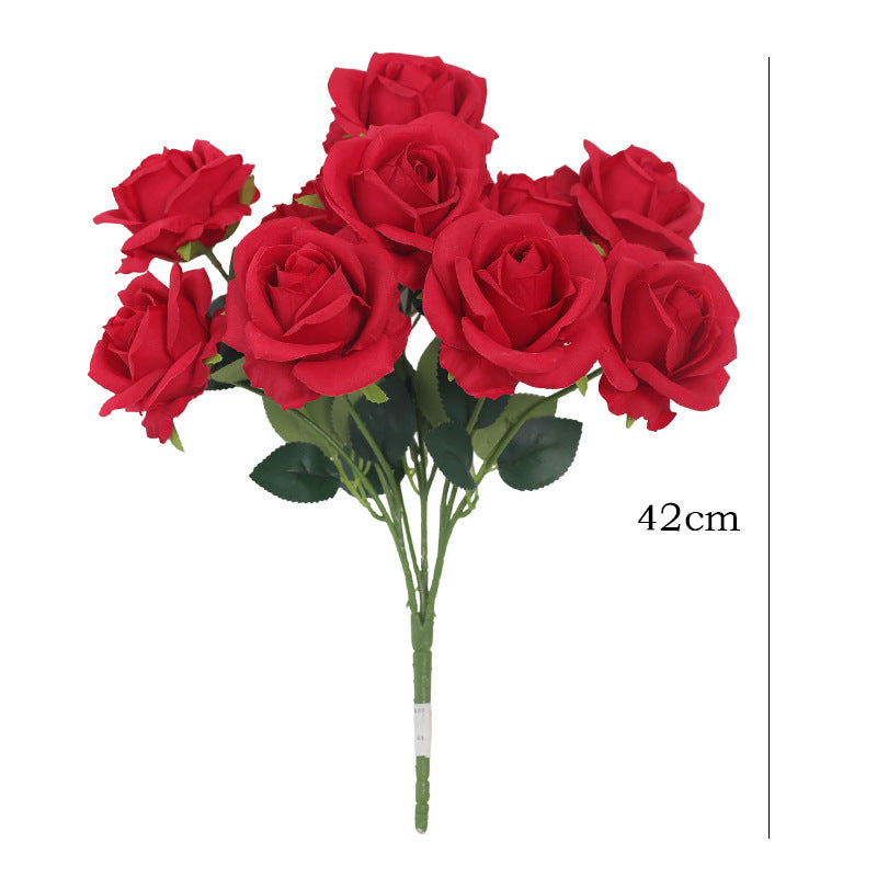 42cm Artificial Silk Rose Bush - 10 Heads for Home Decor, Wedding Centerpieces